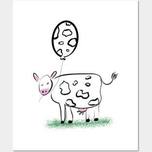 Birthday Cow Doodle Posters and Art